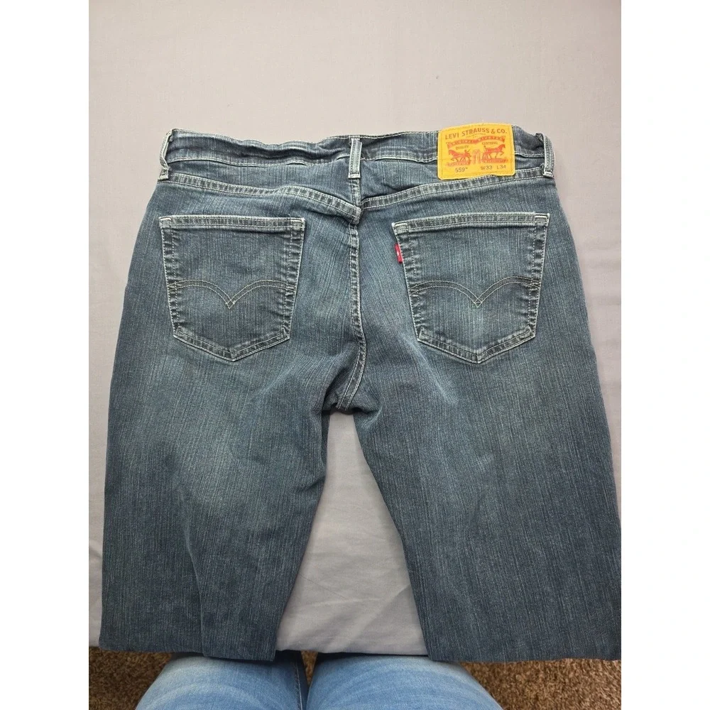 Levi 559 Jeans Mens 32x30 Blue Dark Wash Denim Straight Leg Relaxed Fit